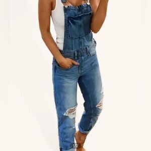 Women's Dark Blue Denim Overalls